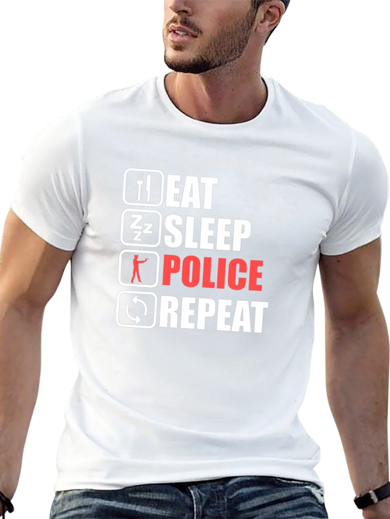 Eat Sleep Police Repeat Black T-Shirt