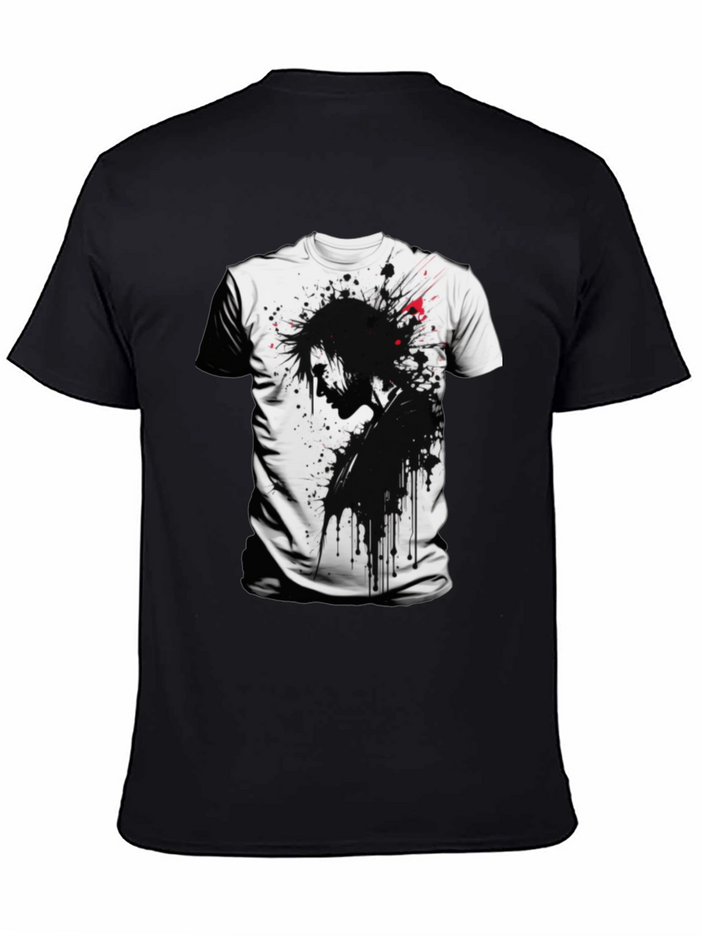 Edgy Ink Splatter Graphic Tee - Black