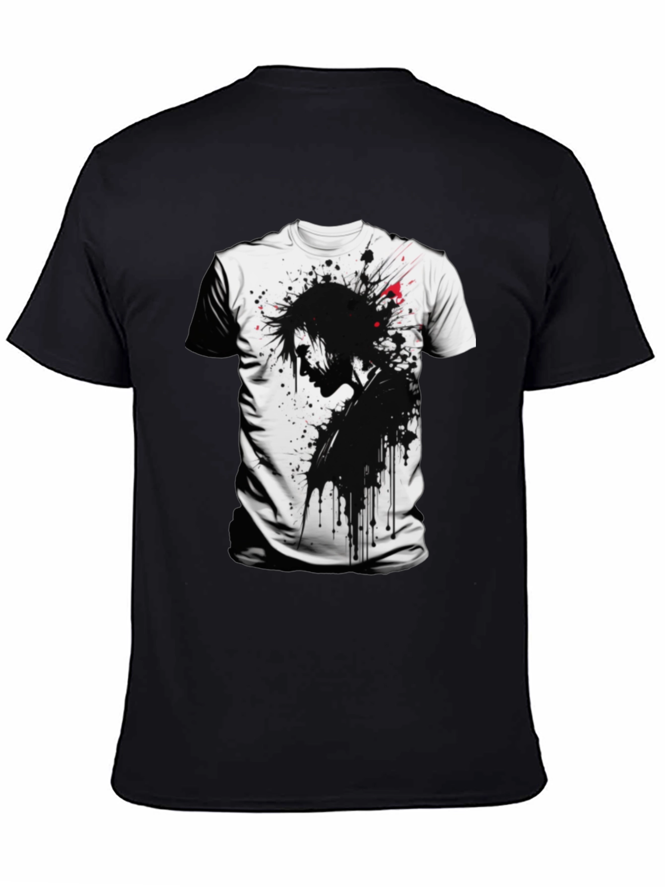 Edgy Ink Splatter Graphic Tee - Black