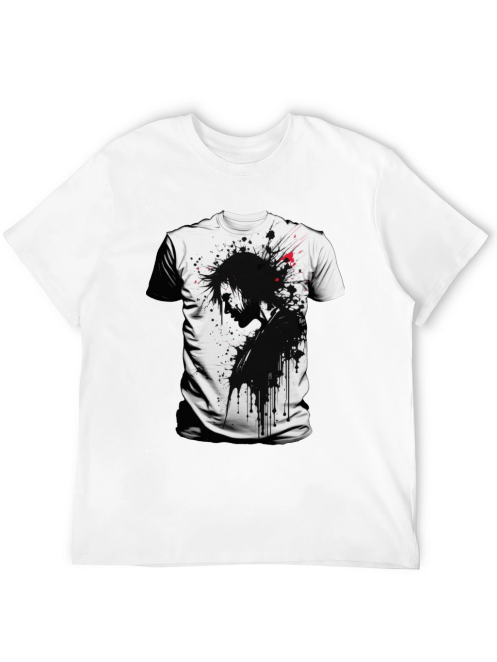 Edgy Ink Splatter Graphic Tee - Black