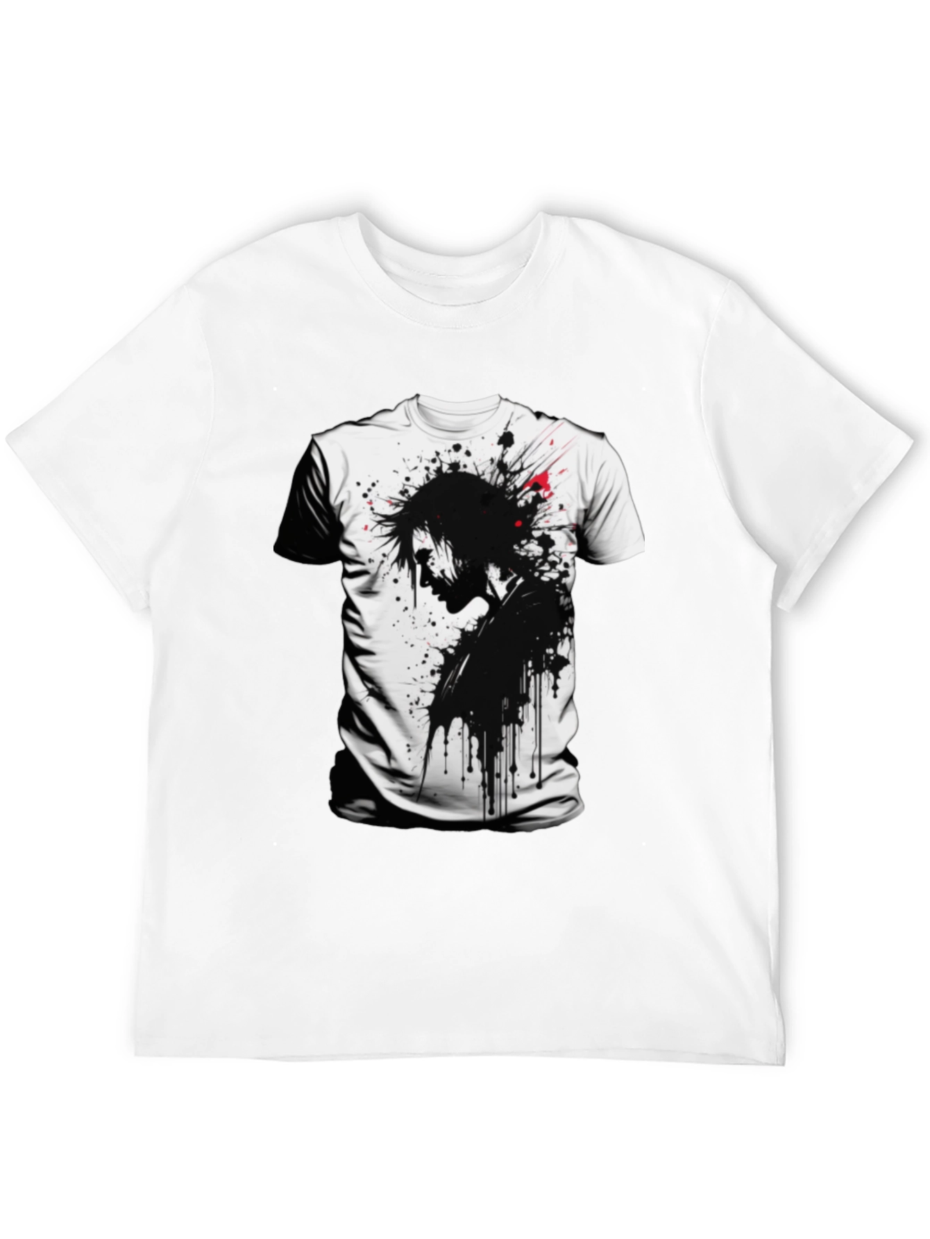 Edgy Ink Splatter Graphic Tee - Black