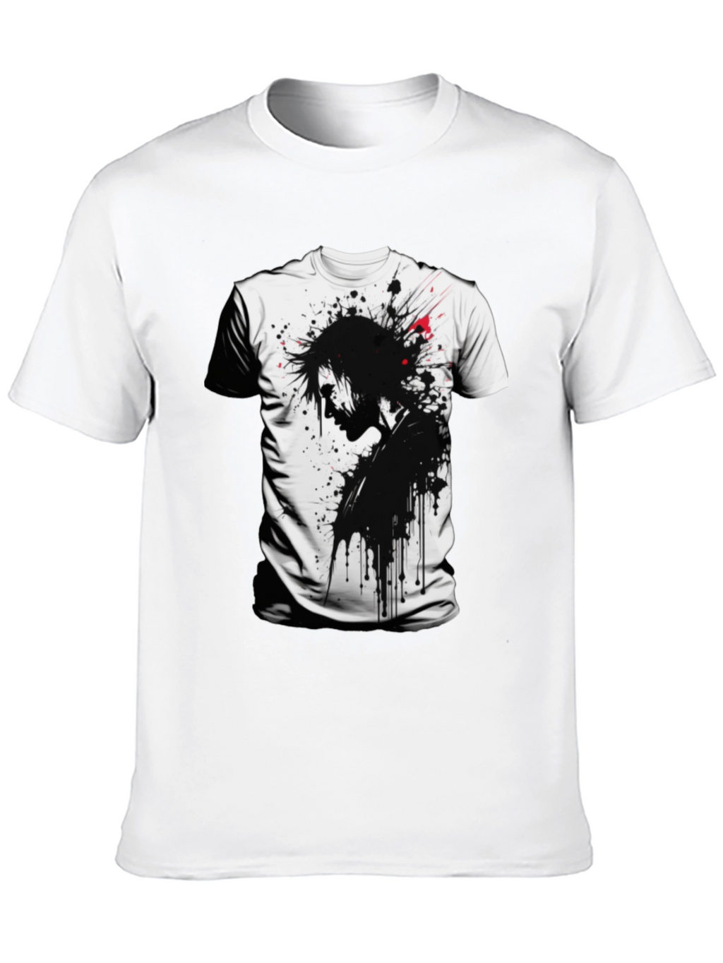 Edgy Ink Splatter Graphic Tee - Black