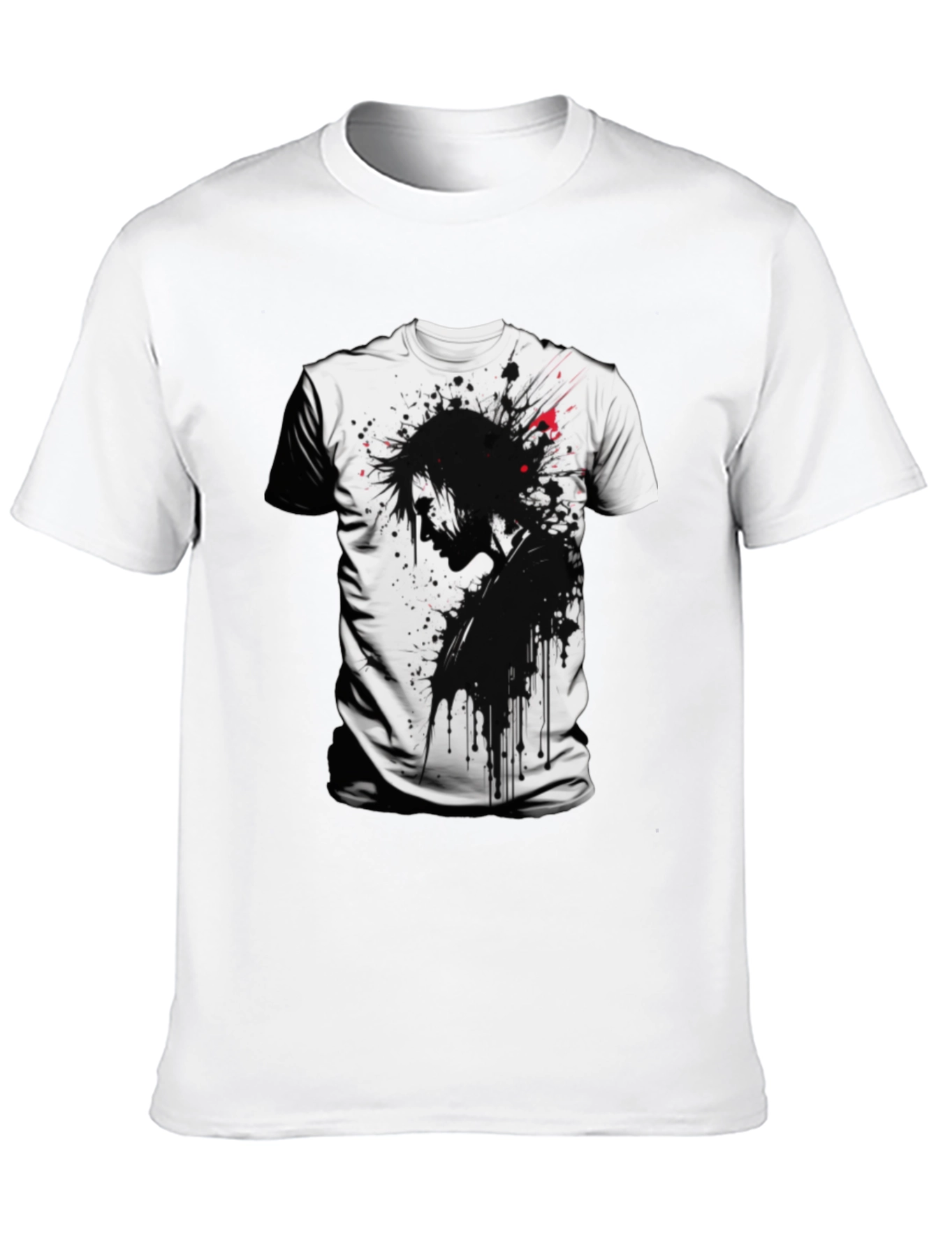 Edgy Ink Splatter Graphic Tee - Black