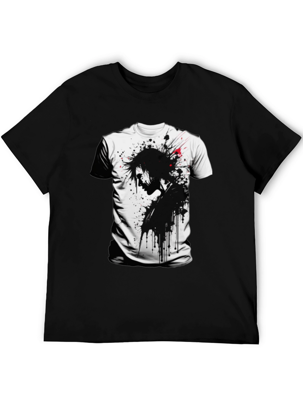 Edgy Ink Splatter Graphic Tee - Black