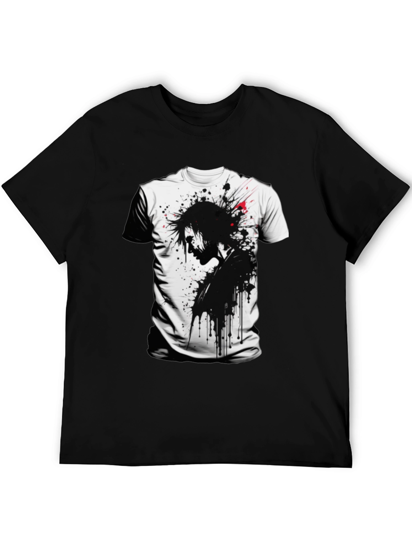 Edgy Ink Splatter Graphic Tee - Black