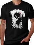 Edgy Ink Splatter Graphic Tee - Black