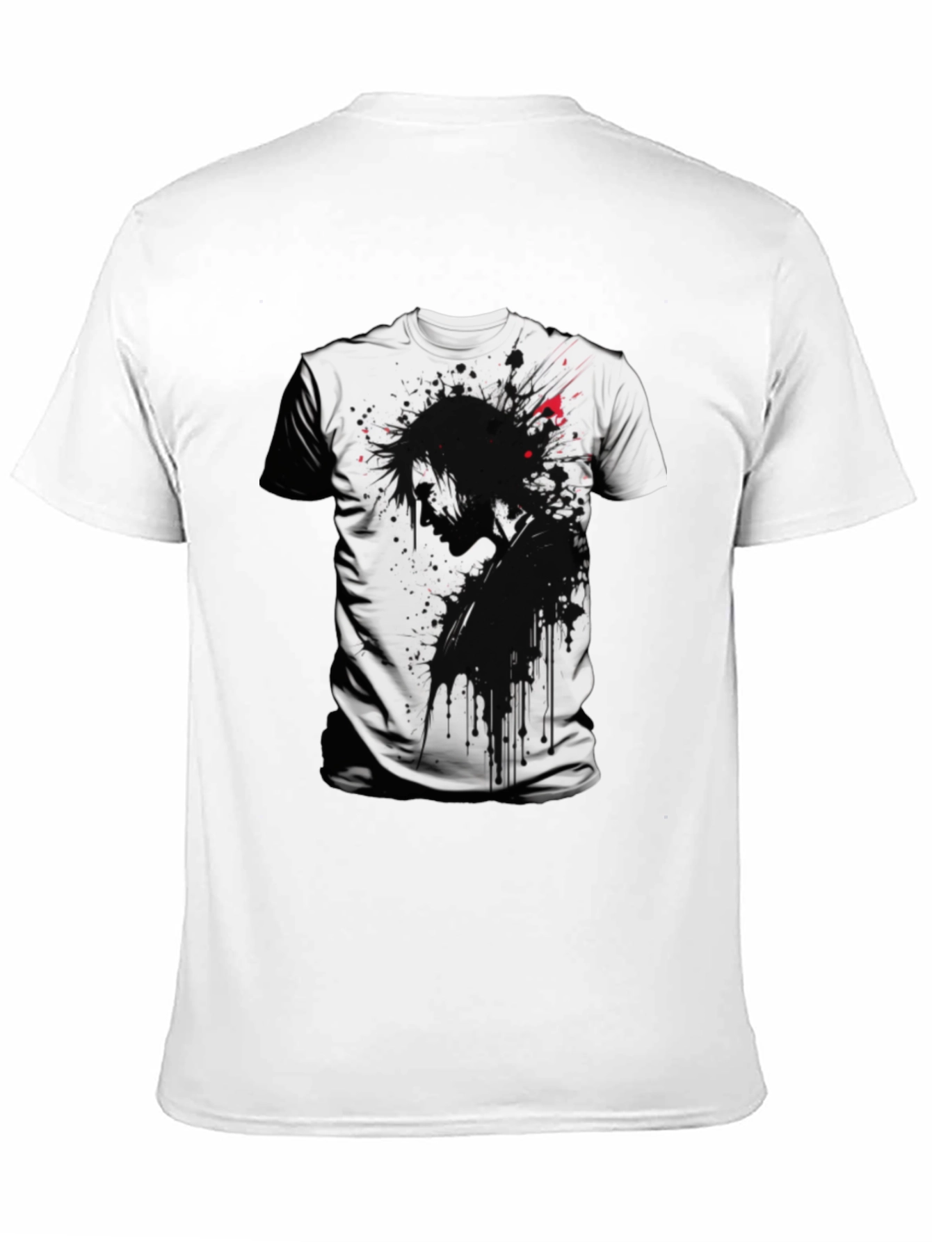Edgy Ink Splatter Graphic Tee - Black