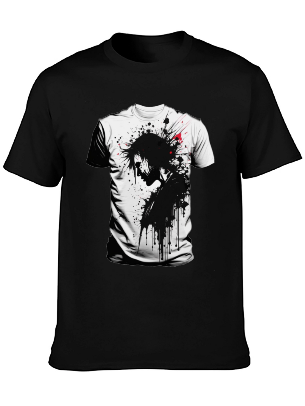 Edgy Ink Splatter Graphic Tee - Black