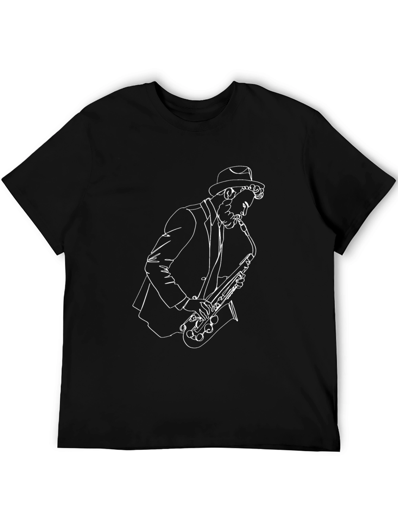 Saxophone Player Graphic Tee - Cool Black T-Shirt