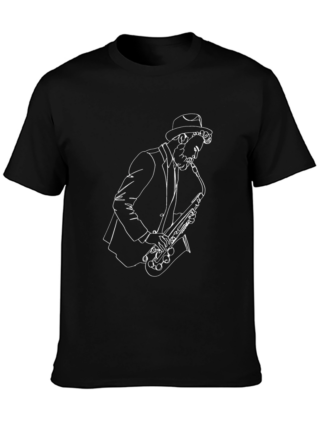 Saxophone Player Graphic Tee - Cool Black T-Shirt