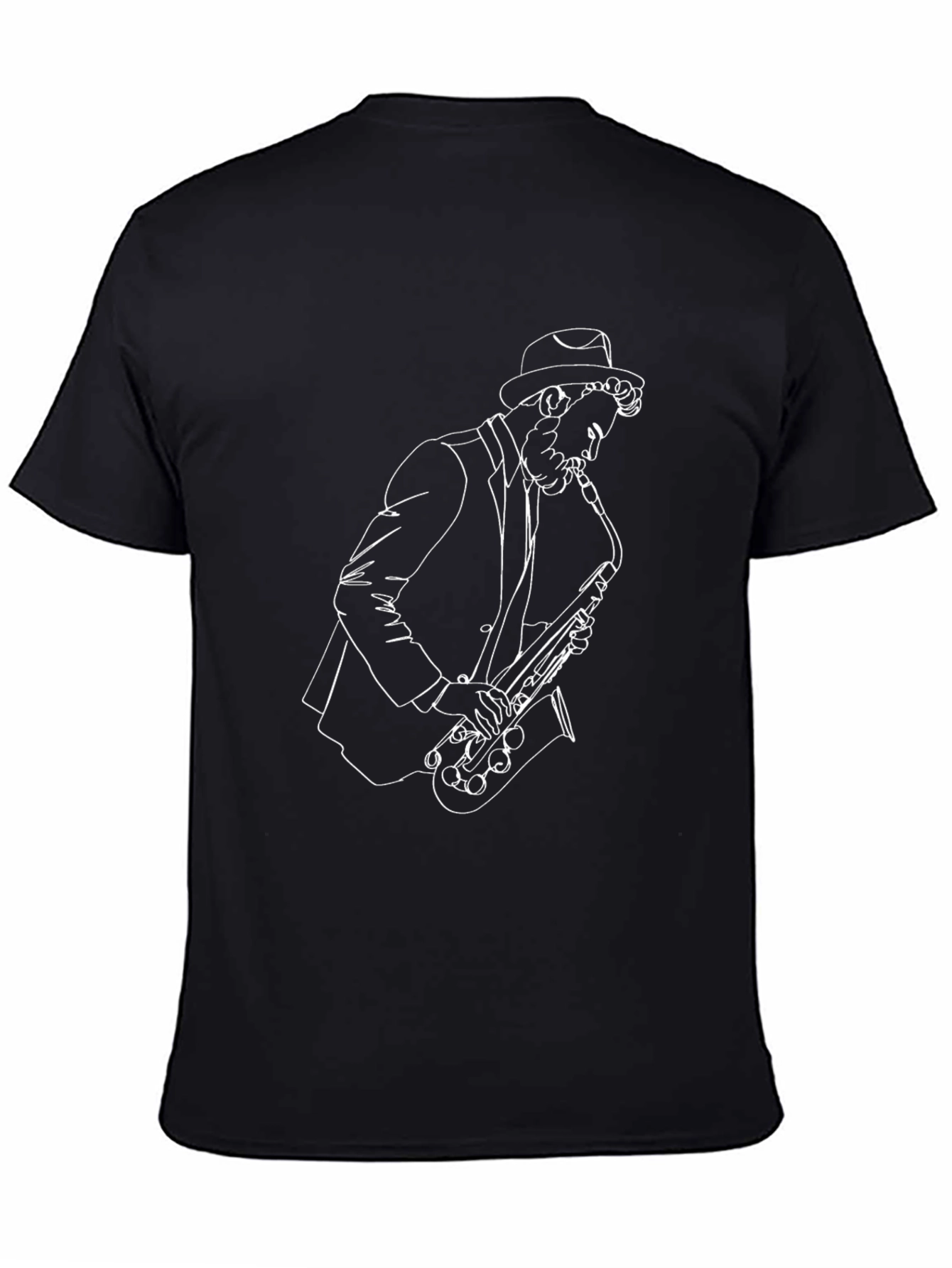 Saxophone Player Graphic Tee - Cool Black T-Shirt