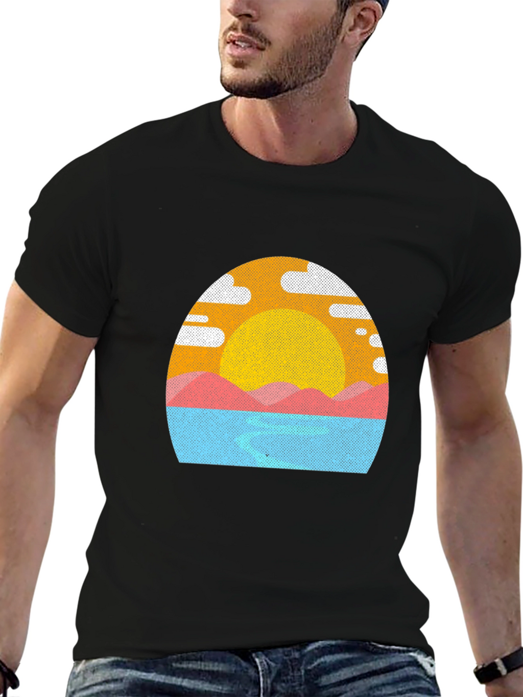 Sunset Graphic Tee - Mens Black T-Shirt