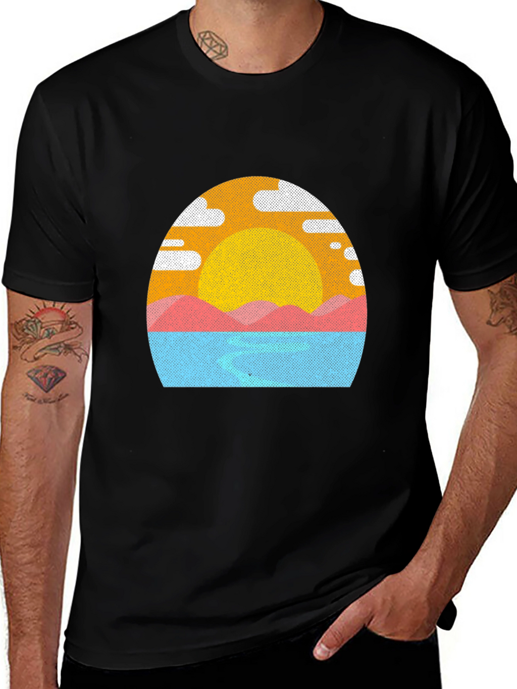 Sunset Graphic Tee - Mens Black T-Shirt