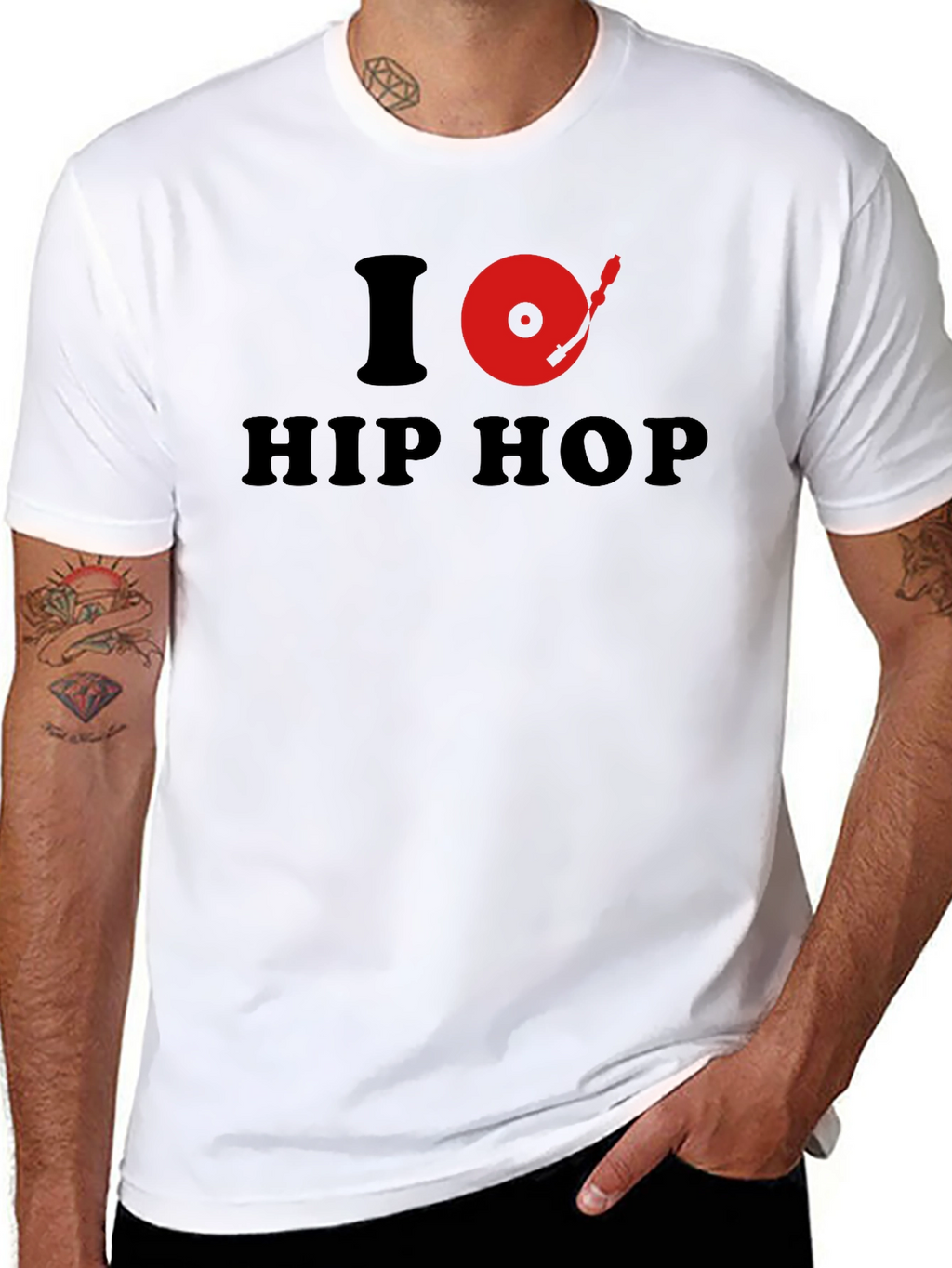 I Turntable Hip Hop Graphic Tee - Black