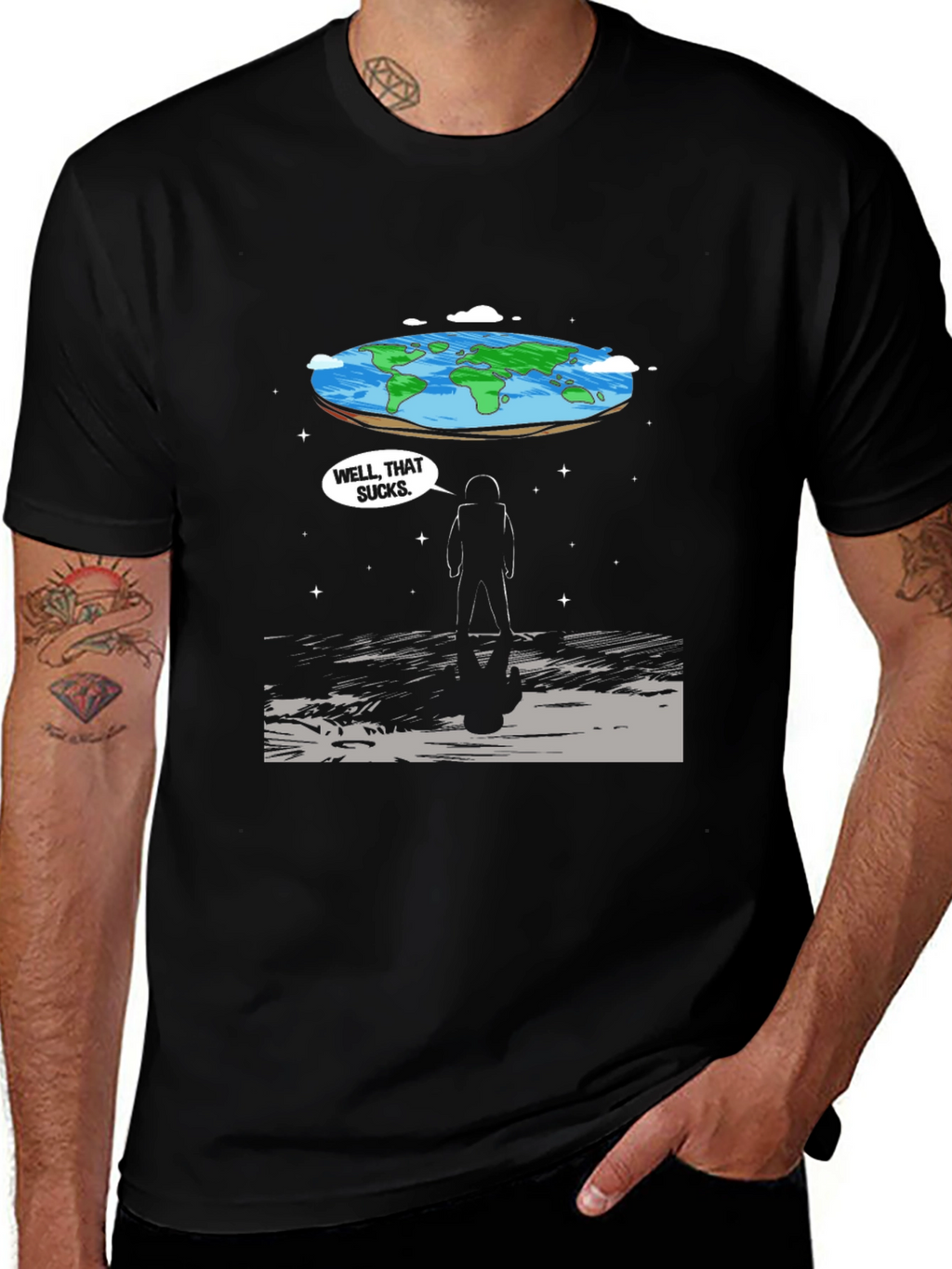 Flat Earth Astronaut T-Shirt - Well That Sucks