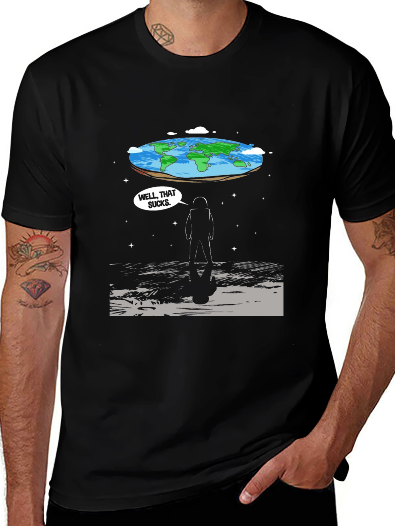 Flat Earth Astronaut T-Shirt - Well That Sucks