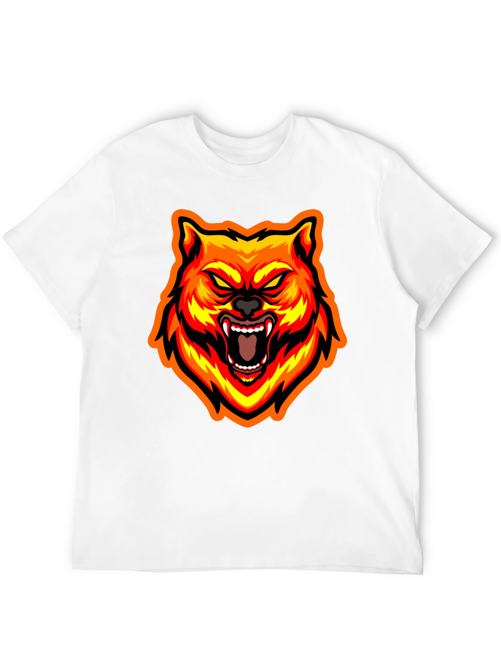 Fiery Wolf Graphic Tee - Bold Black T-Shirt