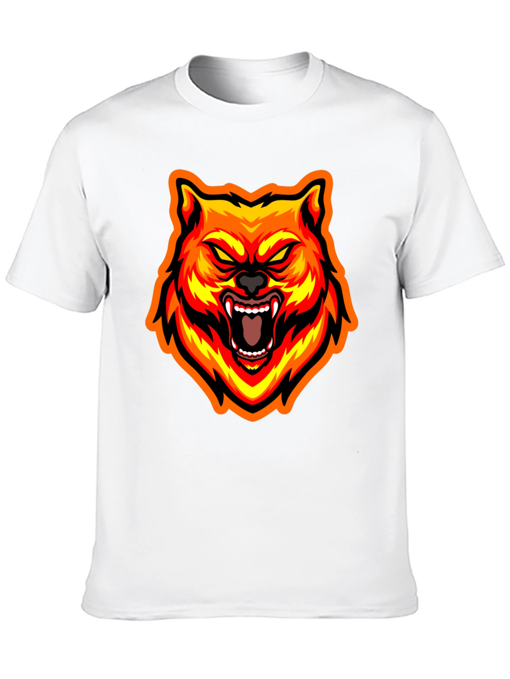Fiery Wolf Graphic Tee - Bold Black T-Shirt