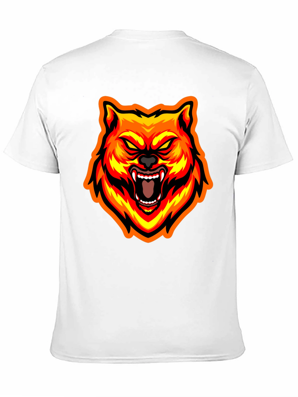 Fiery Wolf Graphic Tee - Bold Black T-Shirt