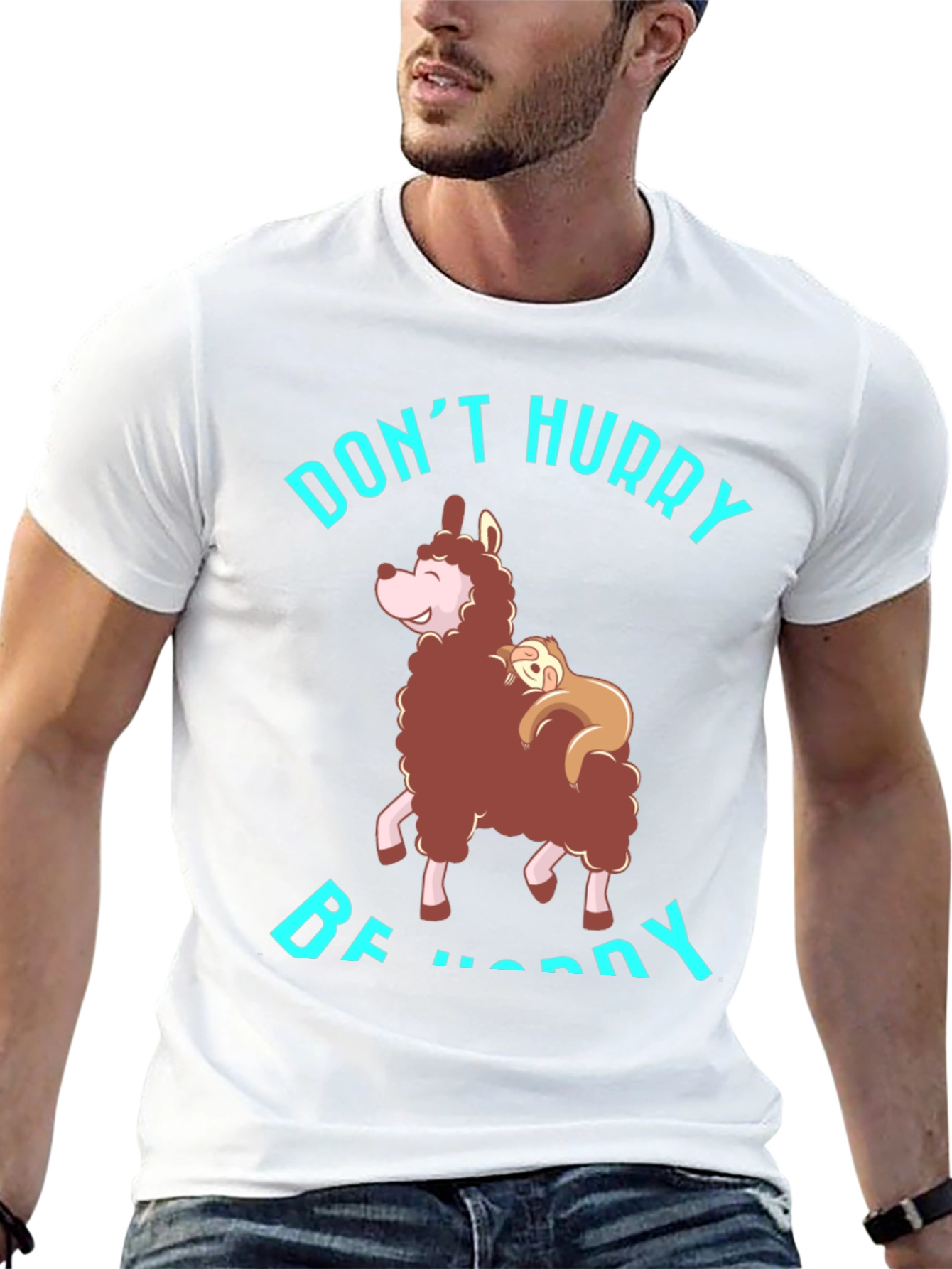 Dont Hurry Be Happy Sloth & Llama Graphic Tee
