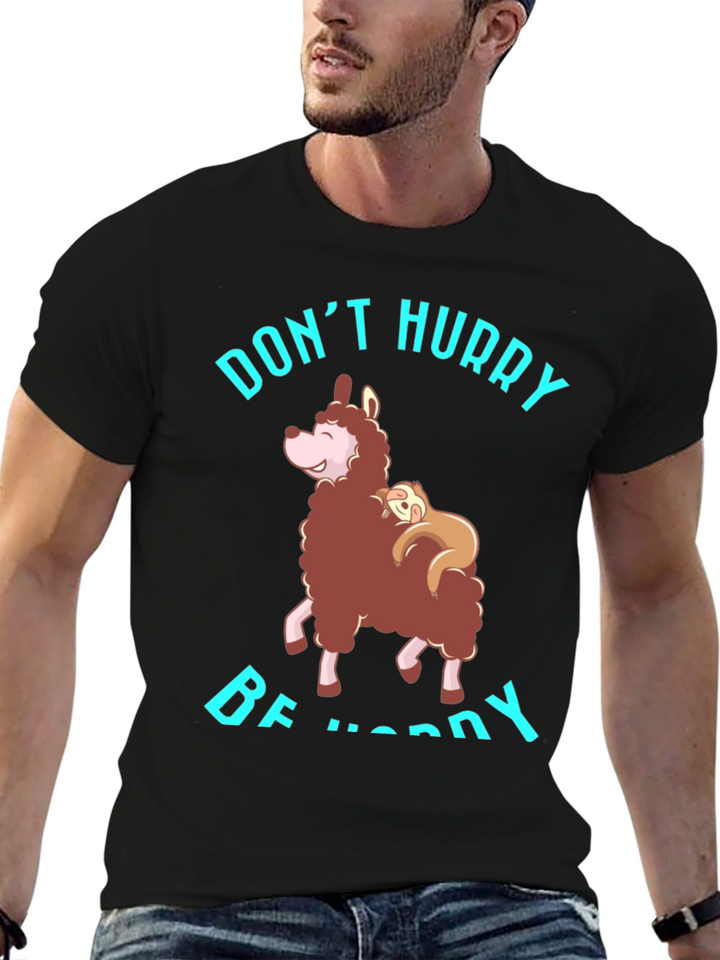 Dont Hurry Be Happy Sloth & Llama Graphic Tee
