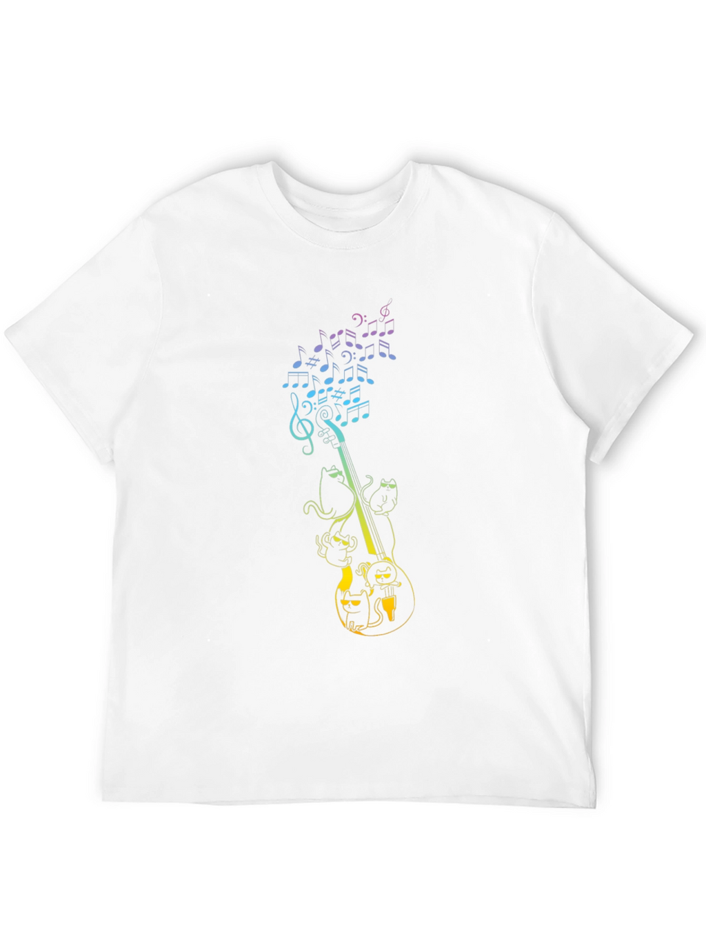 Musical Cats Graphic Tee - Black Cotton T-Shirt