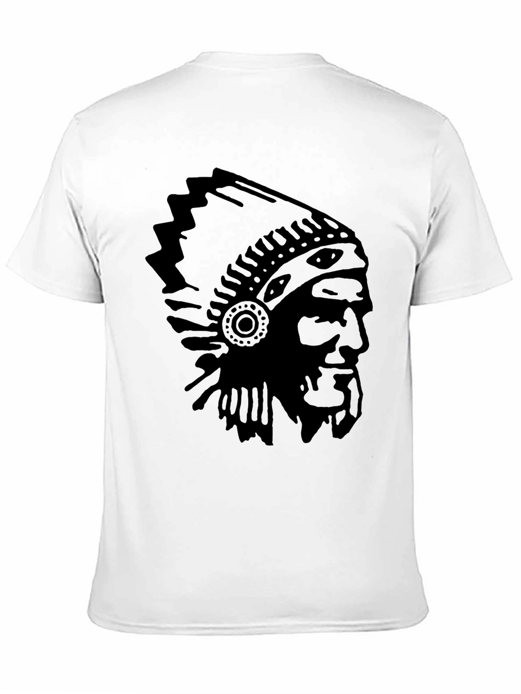 Mens Black T-Shirt with Native American Headdress Print