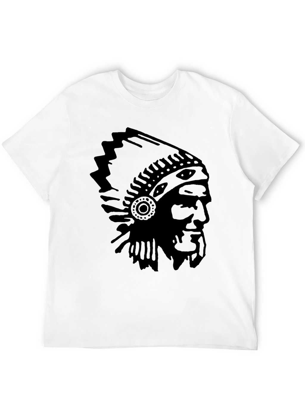 Mens Black T-Shirt with Native American Headdress Print