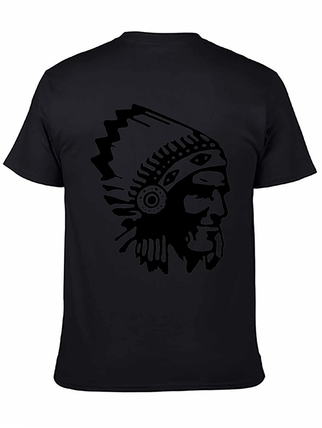 Mens Black T-Shirt with Native American Headdress Print