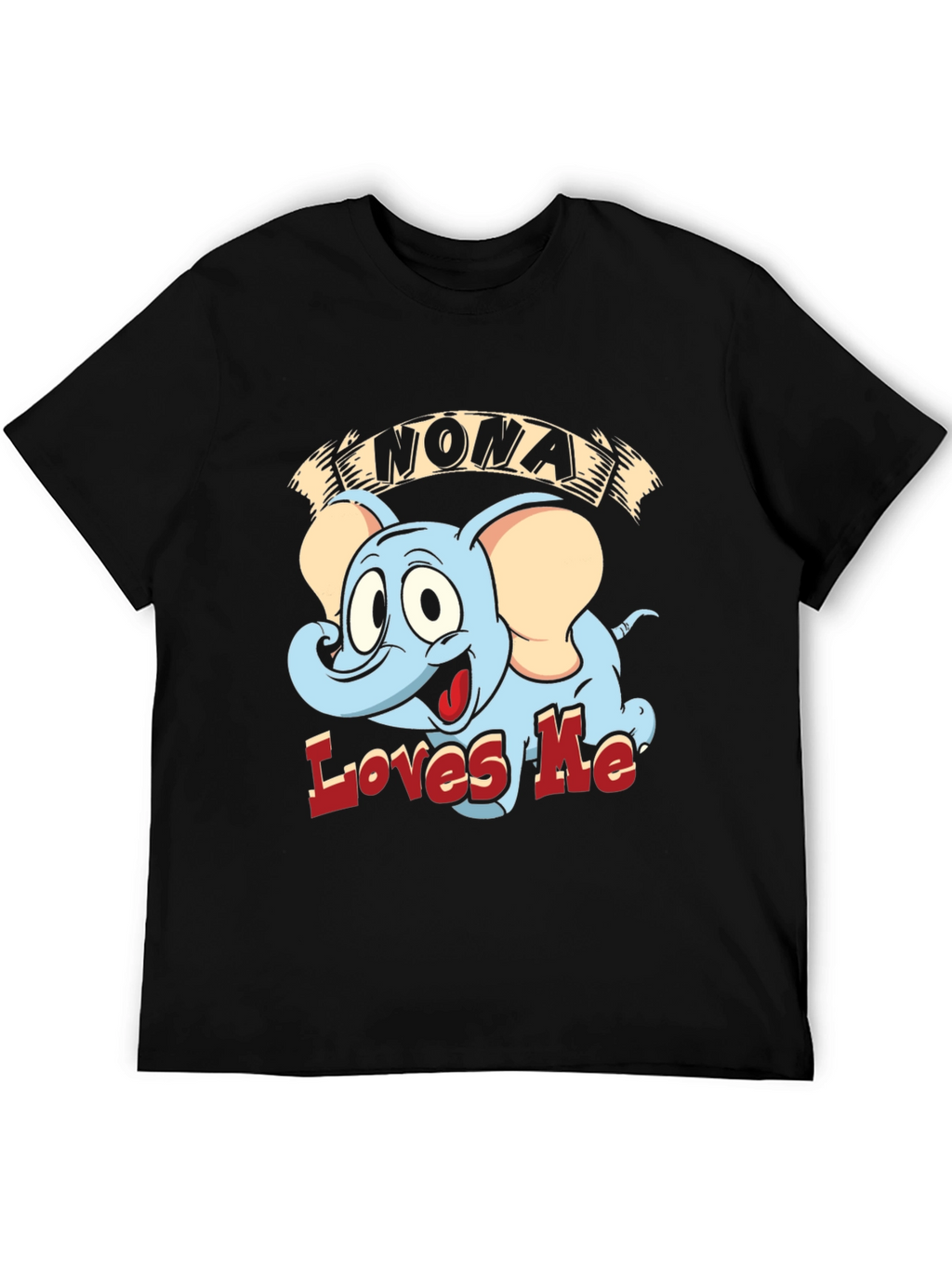 Nona Loves Me Elephant Cartoon Black T-Shirt
