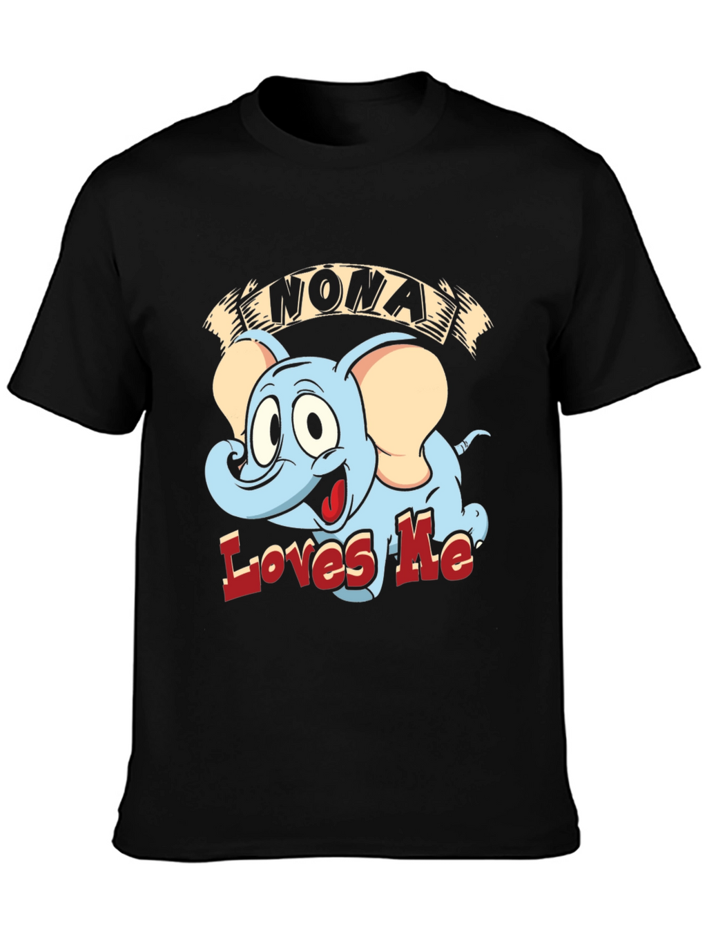 Nona Loves Me Elephant Cartoon Black T-Shirt