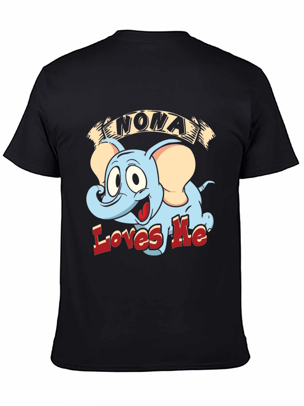 Nona Loves Me Elephant Cartoon Black T-Shirt
