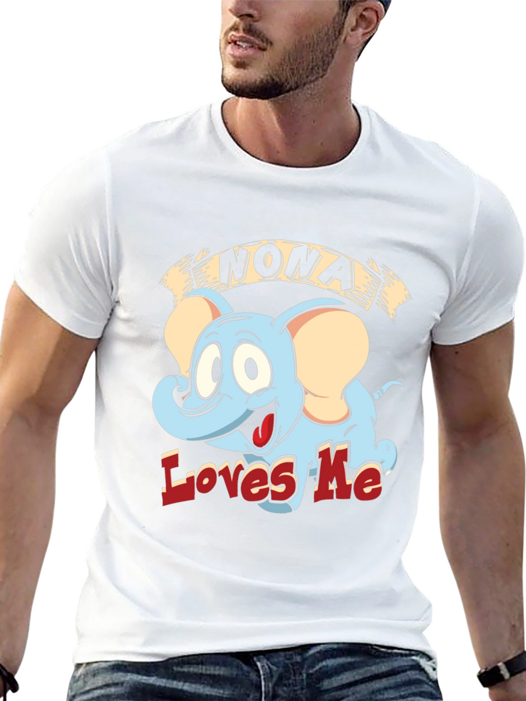 Nona Loves Me Elephant Cartoon Black T-Shirt