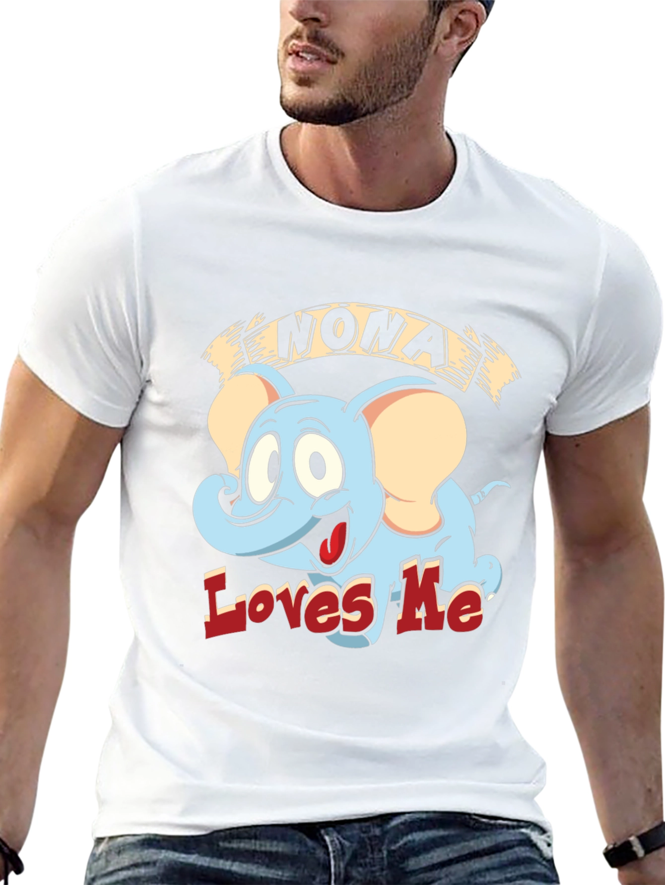 Nona Loves Me Elephant Cartoon Black T-Shirt