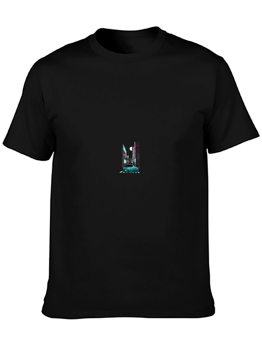 Black Graphic Tee - Car & Cityscape Design