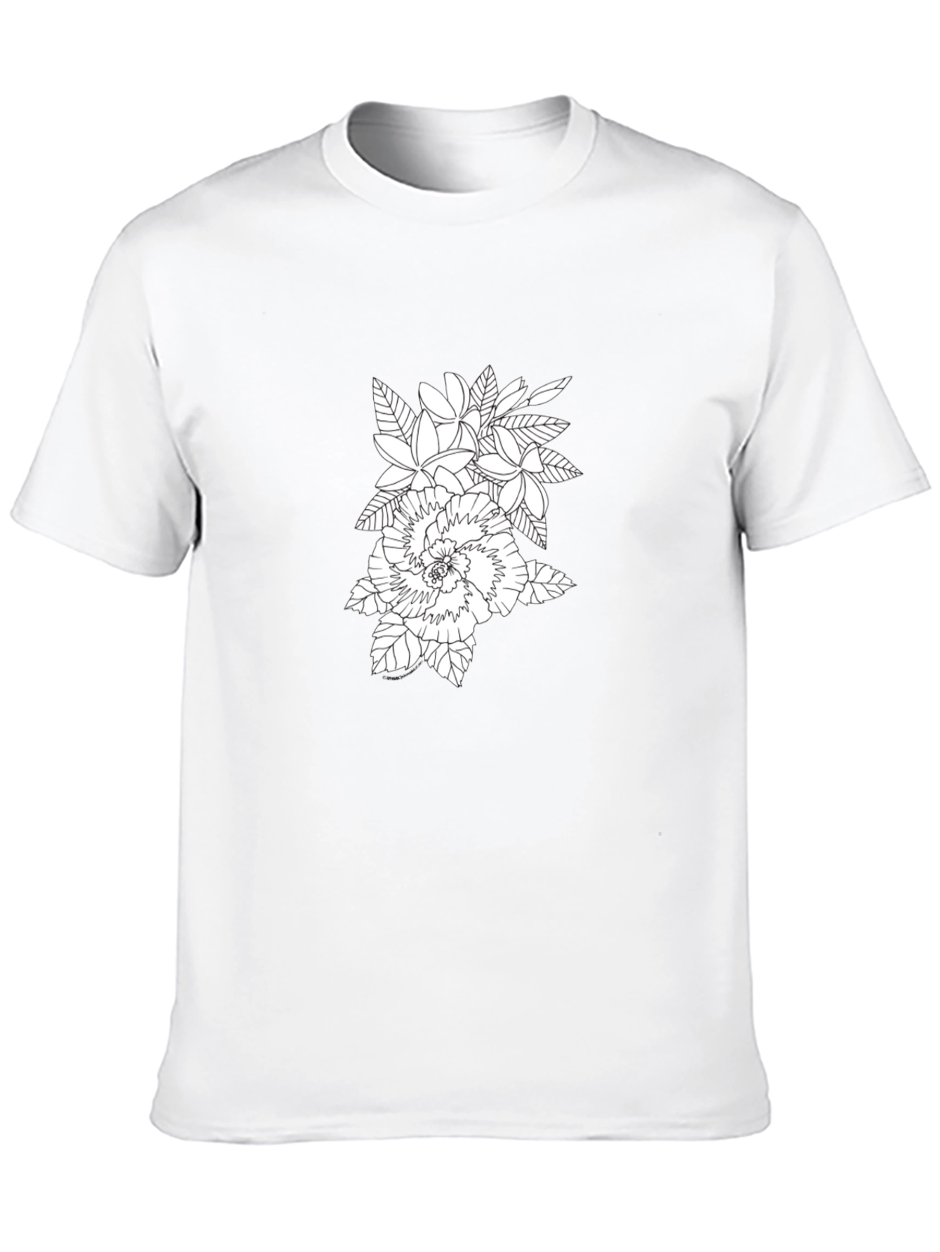 Floral Print Black Crew Neck T-Shirt