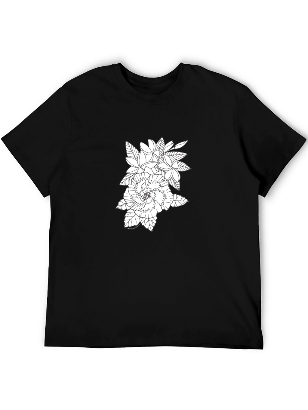 Floral Print Black Crew Neck T-Shirt