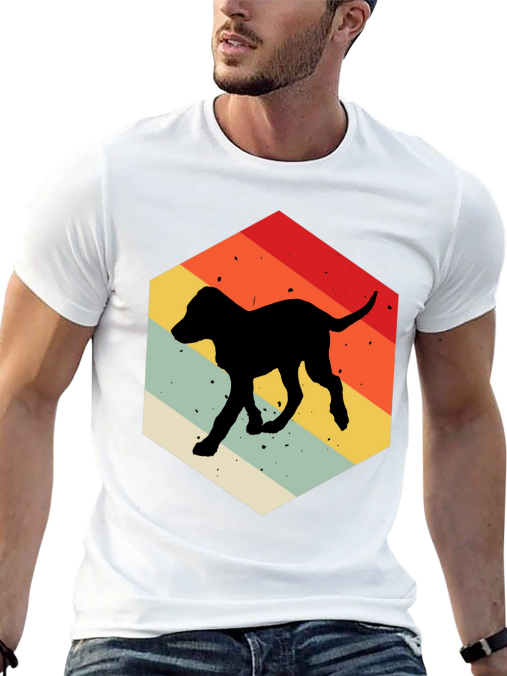 Retro Dog Silhouette Hexagon T-Shirt