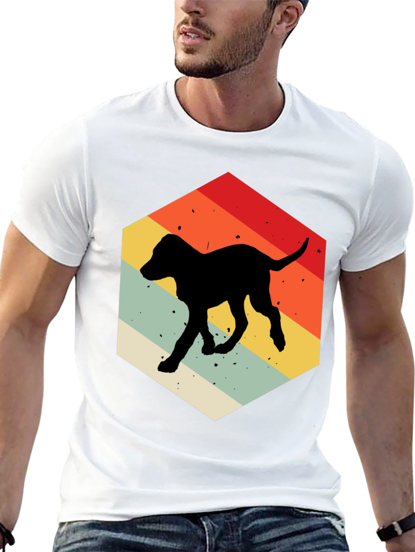 Retro Dog Silhouette Hexagon T-Shirt