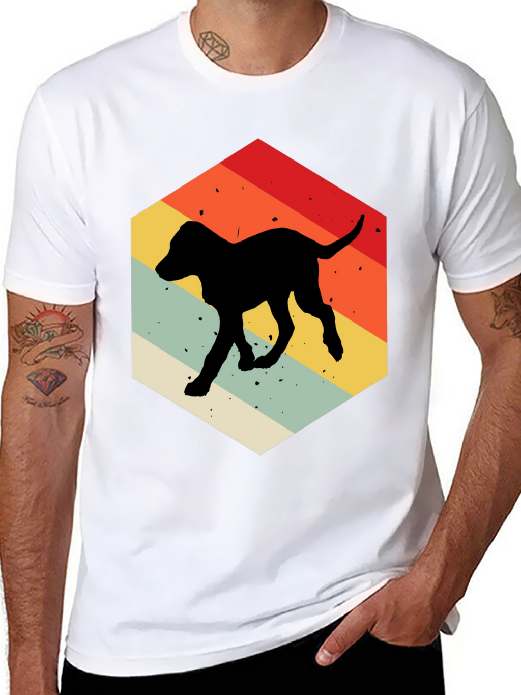 Retro Dog Silhouette Hexagon T-Shirt