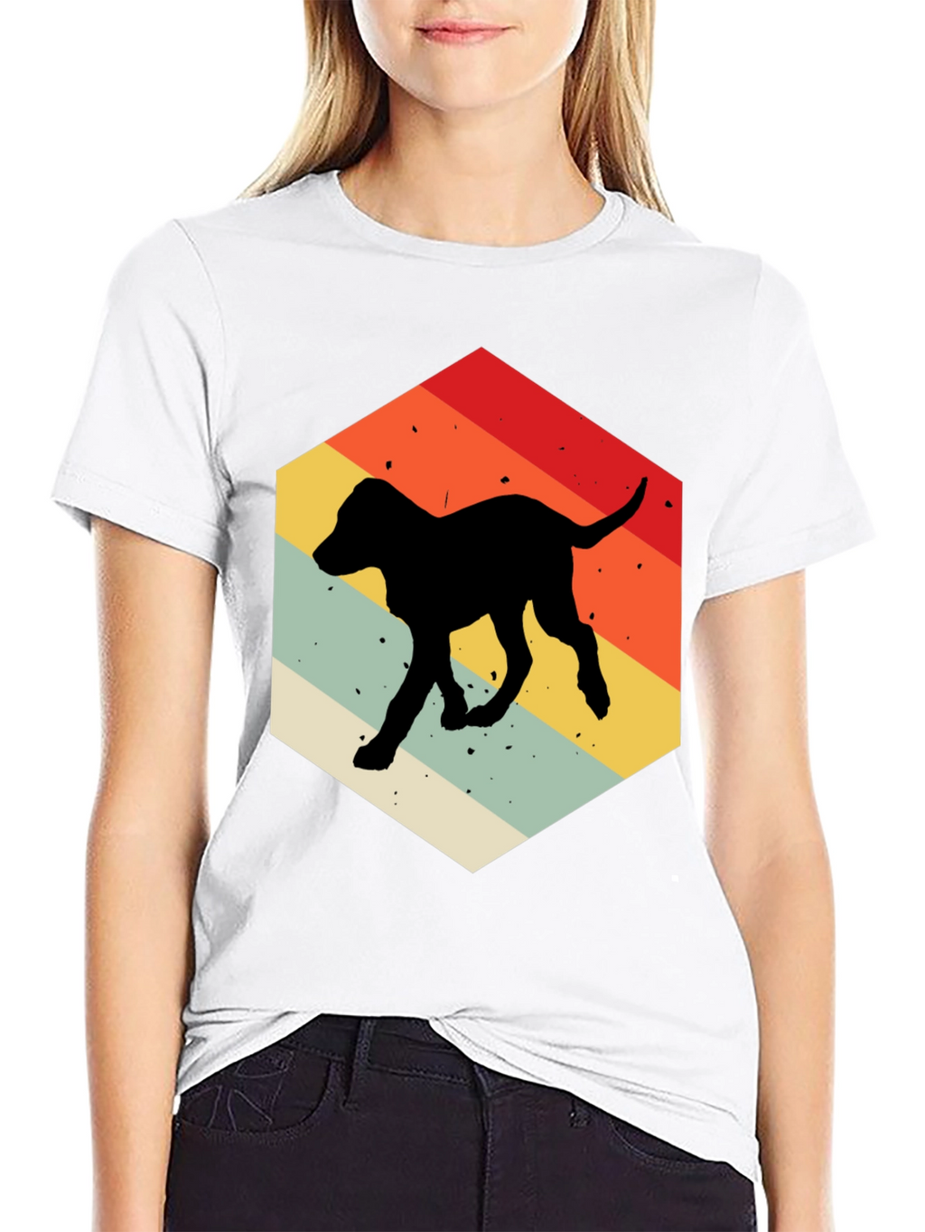 Retro Dog Silhouette Hexagon T-Shirt