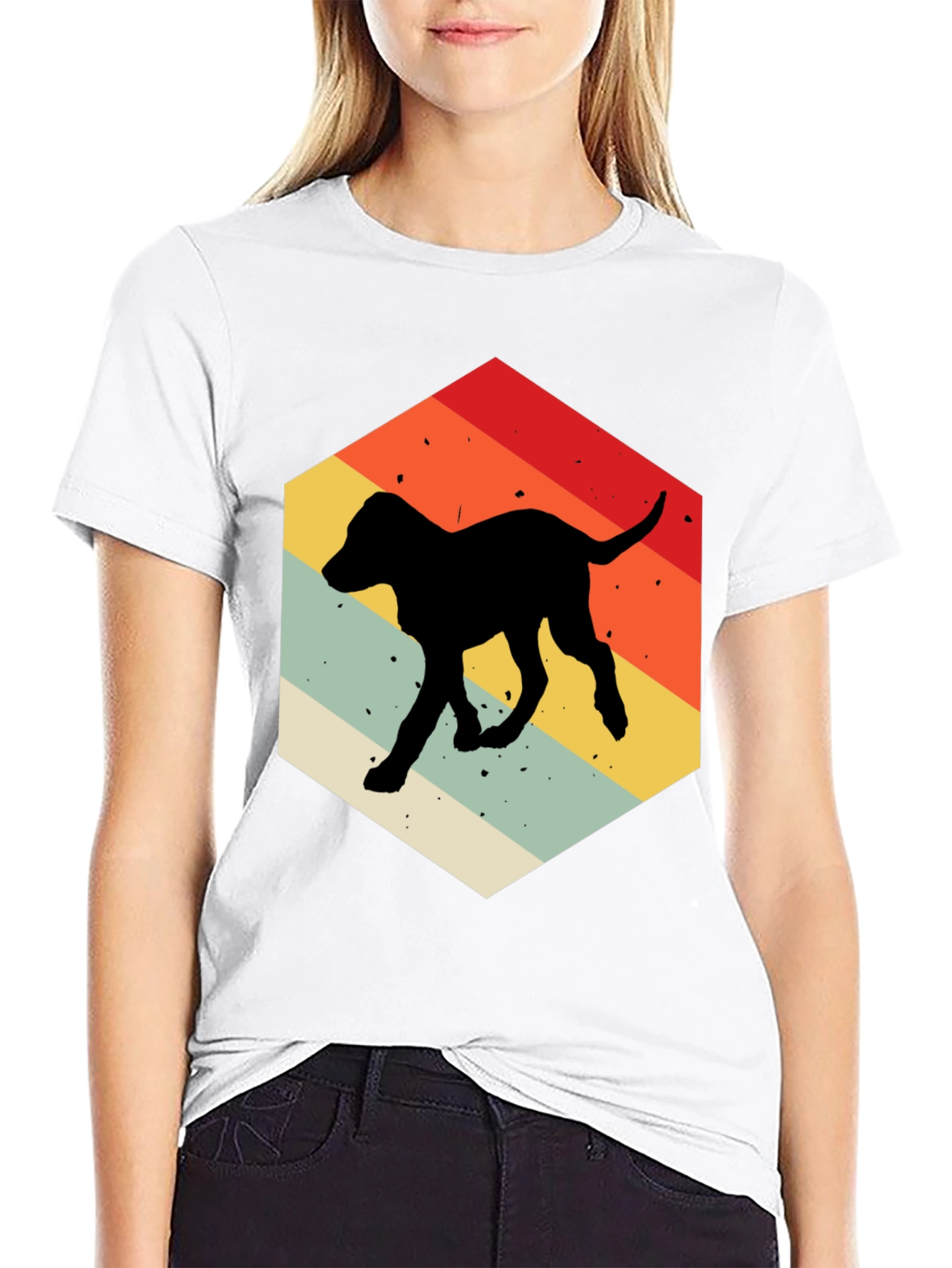 Retro Dog Silhouette Hexagon T-Shirt