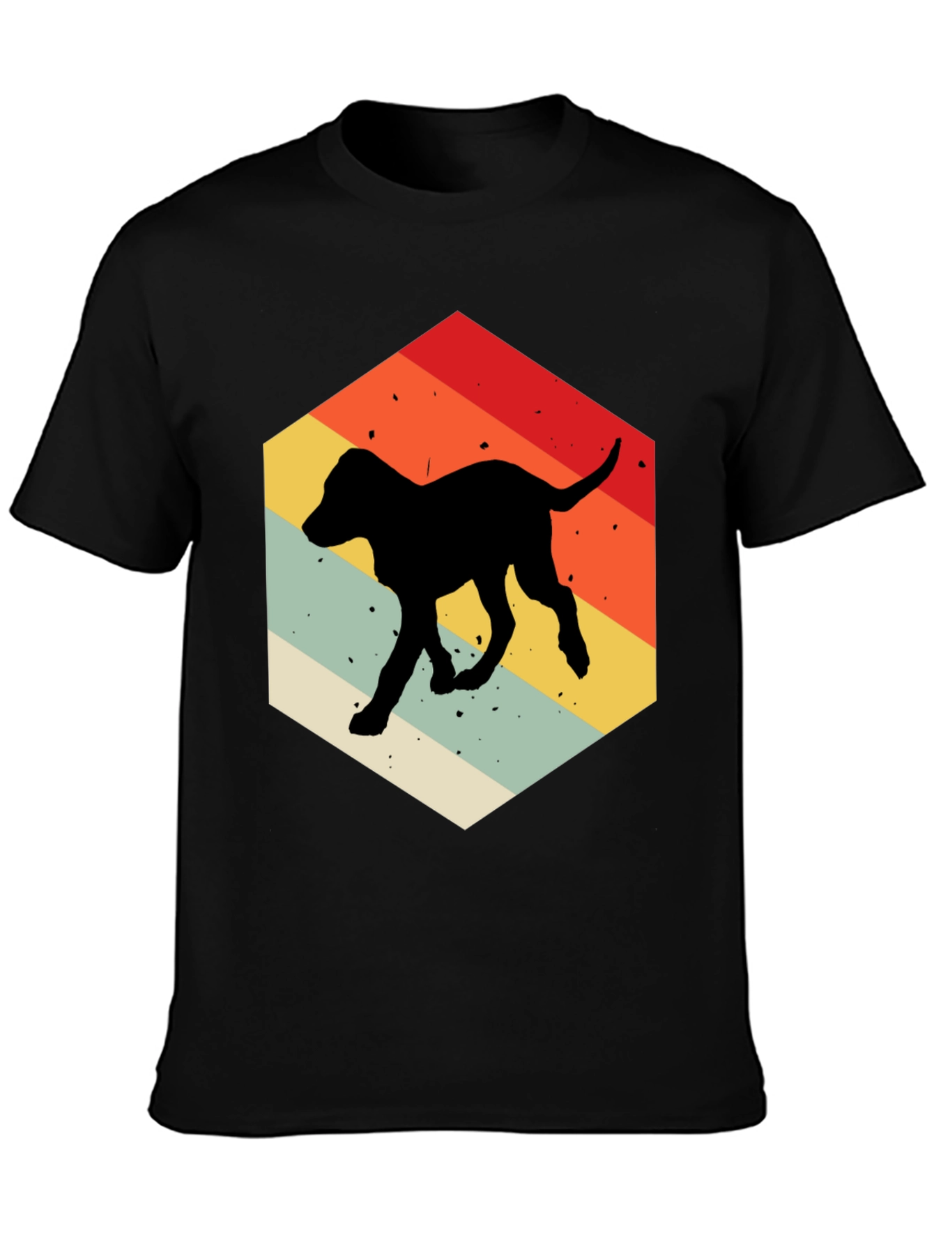 Retro Dog Silhouette Hexagon T-Shirt