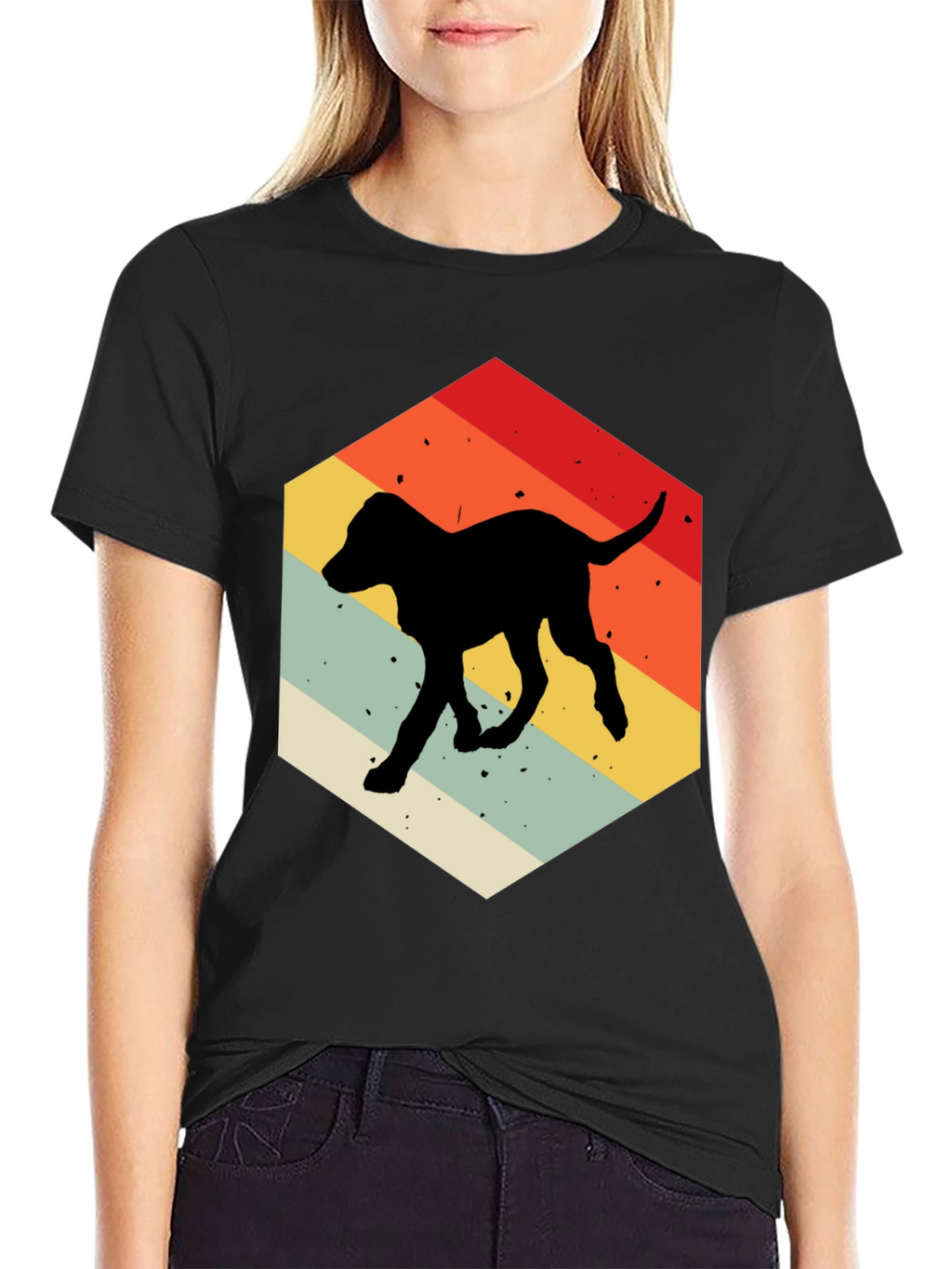 Retro Dog Silhouette Hexagon T-Shirt