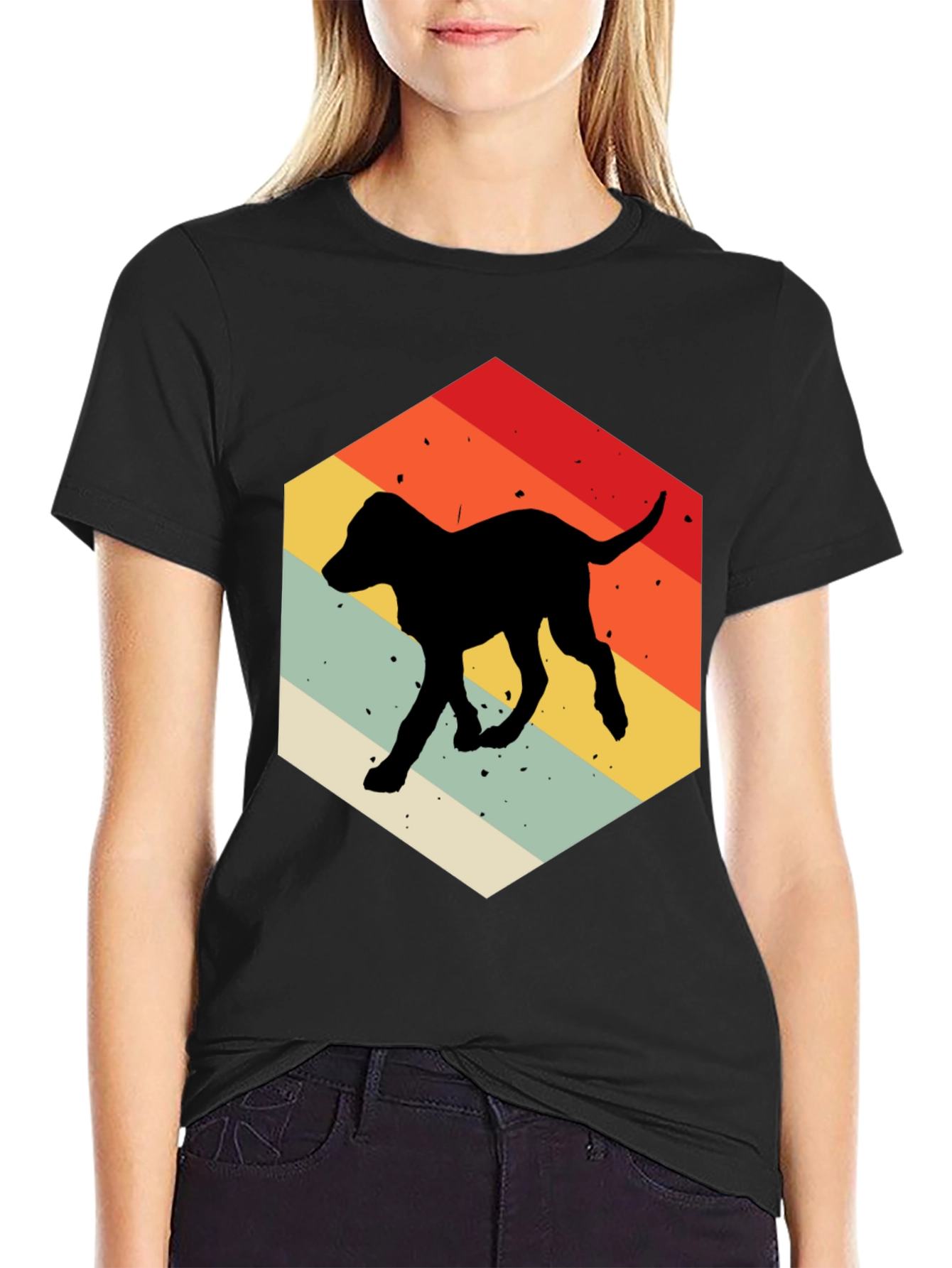 Retro Dog Silhouette Hexagon T-Shirt
