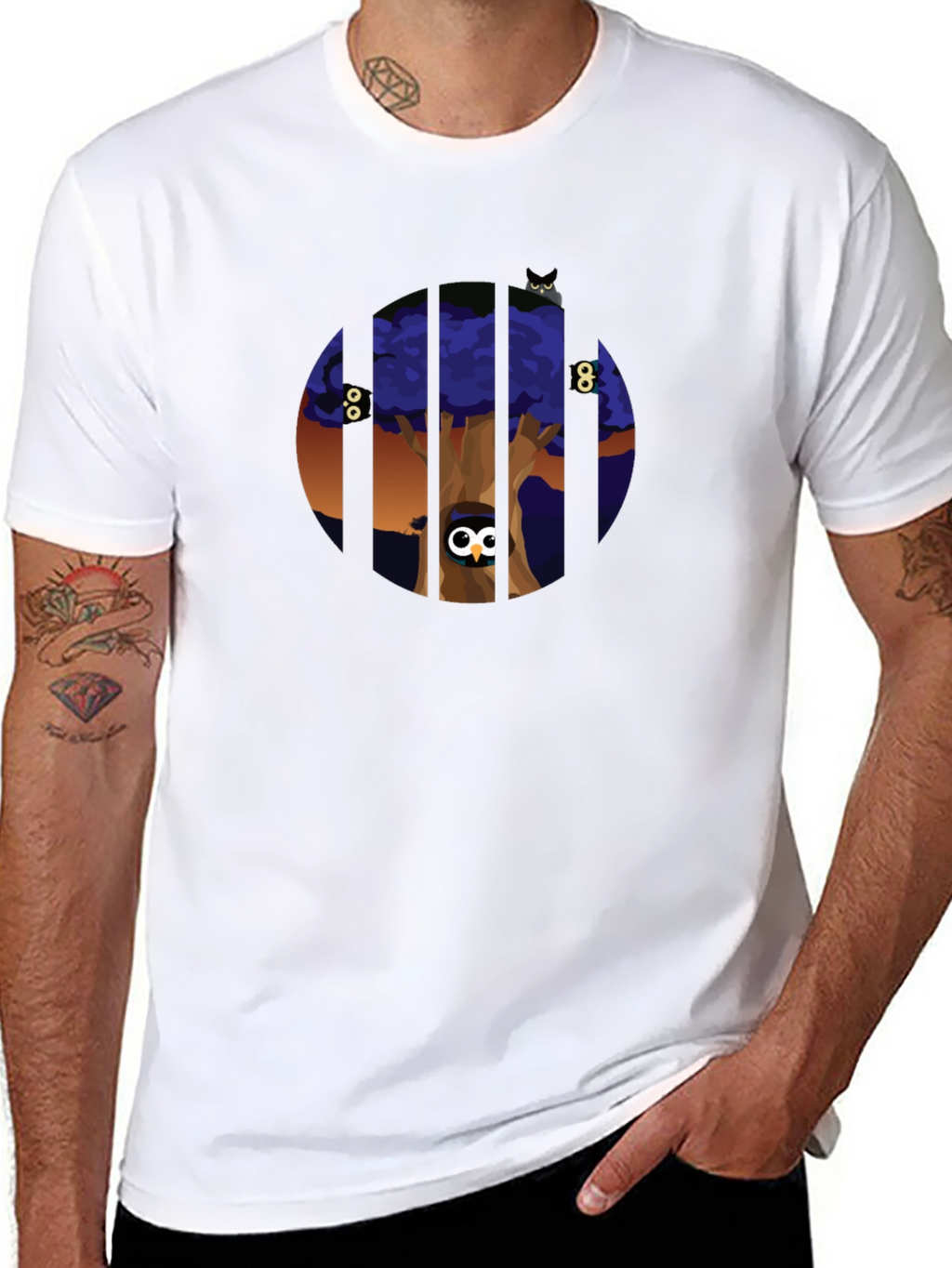 Enigmatic Owl Tree Graphic Tee