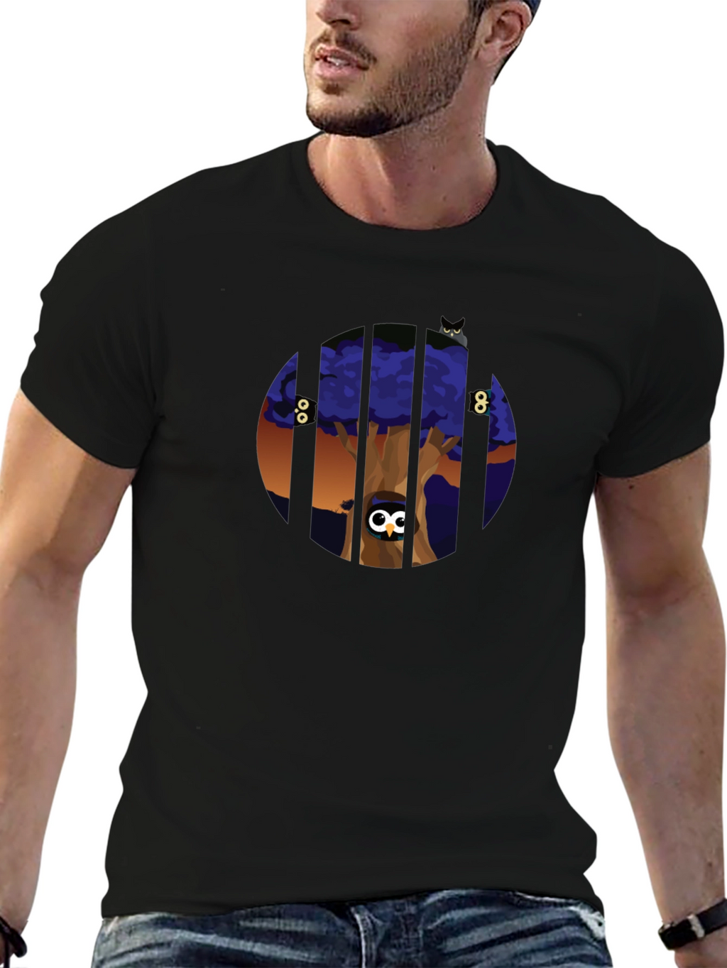 Enigmatic Owl Tree Graphic Tee
