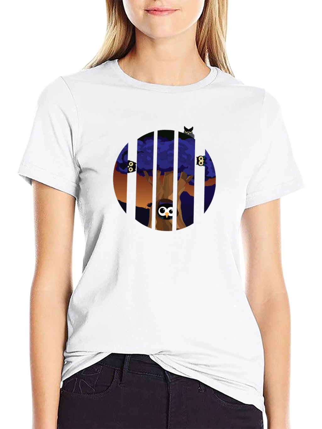 Enigmatic Owl Tree Graphic Tee