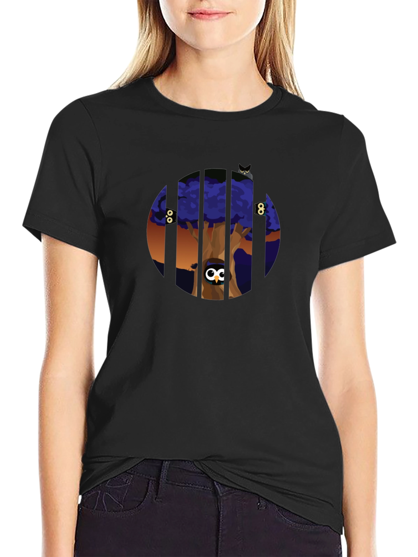 Enigmatic Owl Tree Graphic Tee