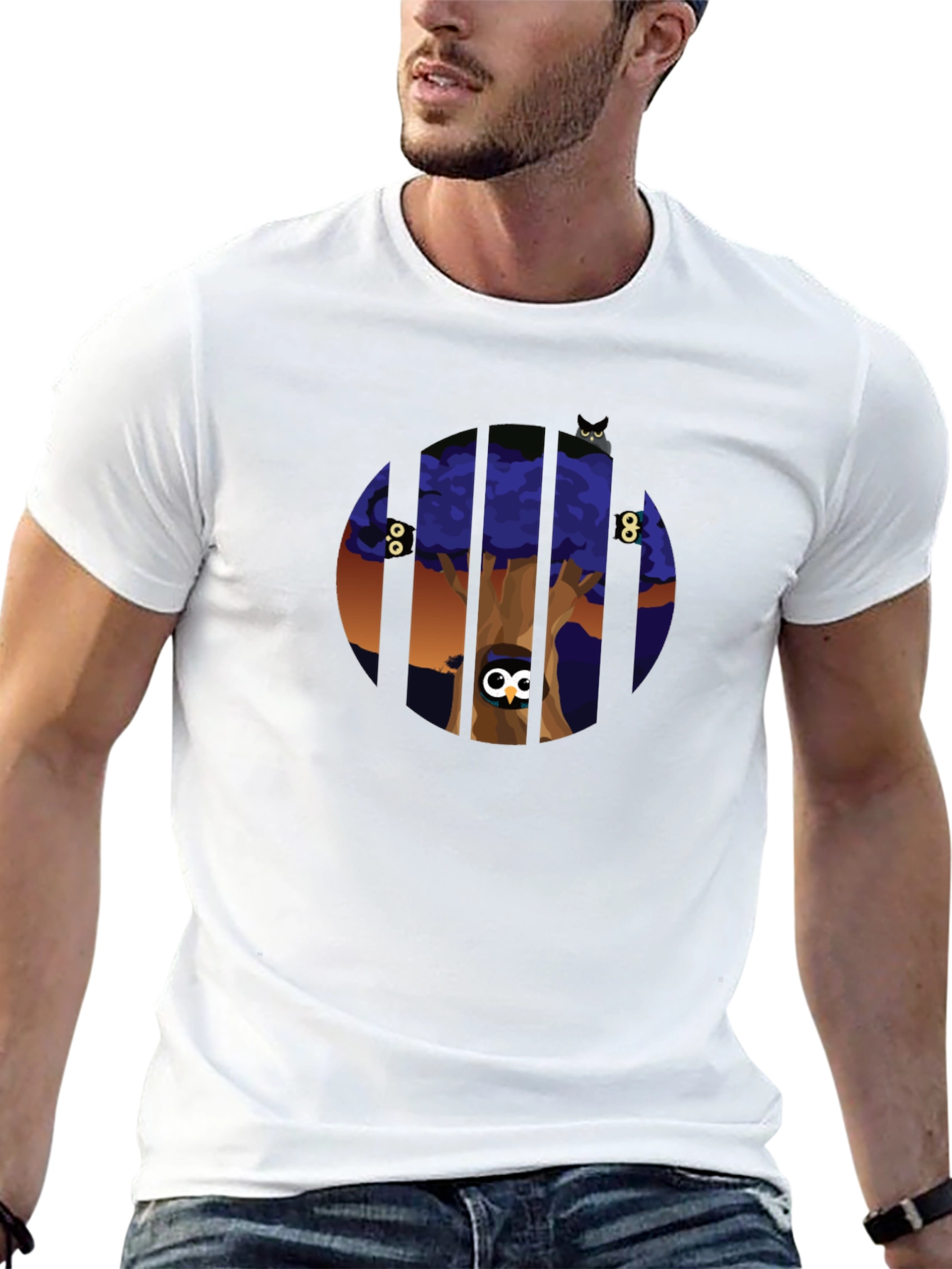 Enigmatic Owl Tree Graphic Tee